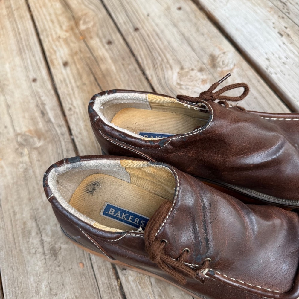 Vtg Bakers Platform Oxford Shoes Womens 7.5/8 Brown Chunky Wood Wedge Y2K 90s - Picture 4 of 10
